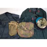 BOX LOT TO INCLUDE WW2 POUCH AND RUC TUNICS