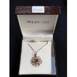 VICTORIAN 9 CARAT GOLD PENDANT SET WITH AMETHYST & SEED PEARLS ON 9 CARAT GOLD CHAIN