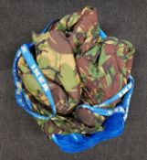 BAG LOT OF MILITARY ITEMS TO INC DPM CAMMO GEAR, WORLD WAR 2 CIVIL DEFENCE HELMET, BABY GAS MASK,