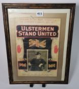 FRAMED ULSTERMEN STAND UNITED POSTER WITH PHOTO OF LORD CARSON