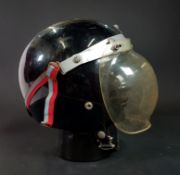 1970'S ROYAL ULSTER CONSTABULARY MOTORCYCLE HELMET WITH BUBBLE VISOR AND OTHER VISOR/NECK