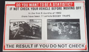 NORTHERN IRELAND TROUBLES POSTER RE: CAR BOOBY TRAPS