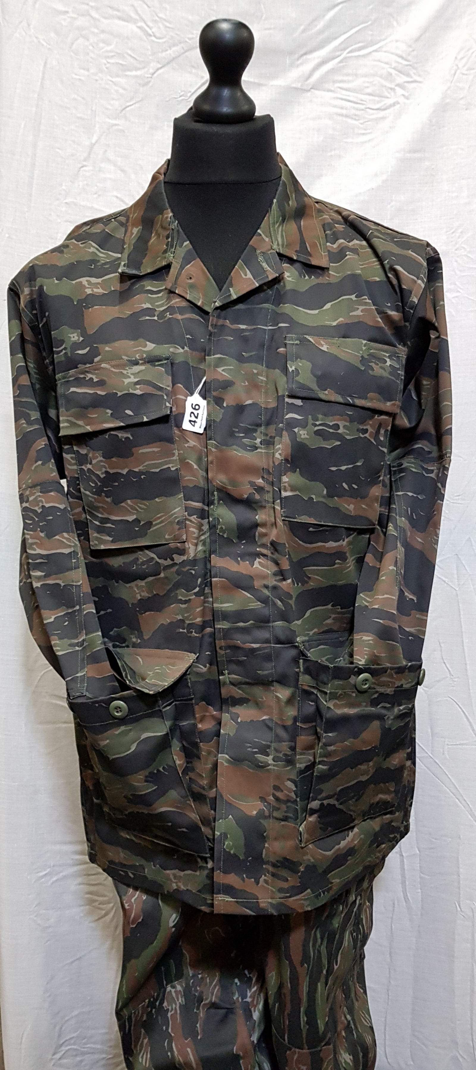 UNUSED MIL-TEC TIGER STRIPE CAMOUFLAGE (VIETNAM TYPE) SHIRT AND TROUSERS