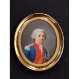 18TH CENTURY HAND PAINTED MINIATURE OF A MILITARY OFFICER