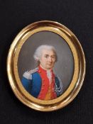 18TH CENTURY HAND PAINTED MINIATURE OF A MILITARY OFFICER