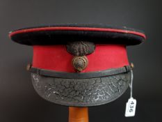 VICTORIAN BRITISH ROYAL FUSILIERS (CITY OF LONDON) REGIMENT OFFICERS PEAKED CAP WITH BULLION CAP