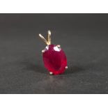 9CT GOLD RED STONE DROP 5.4G