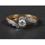 ANTIQUE 18CT GOLD AND DIAMOND TWIST RING 2.9G