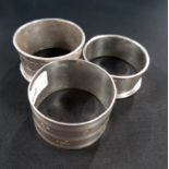 3 SILVER NAPKIN RINGS APPROX 58 GRAMS