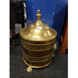 ANTIQUE BRASS COAL/LOG BUCKET WITH LID