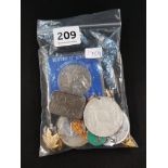 BAG OF MEDALS, RUC BADGE AND COINS