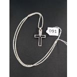 HEAVY SILVER CHAIN WITH SILVER ARTICULATED CROSS APPROX 32 GRAMS