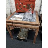 Antique wood and marble oriental table