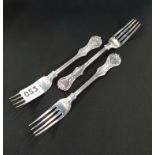 3 victorian solid silver forks 188 grams