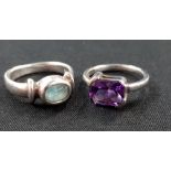 SILVER TOPAZ + SILVER AMETHYST RINGS