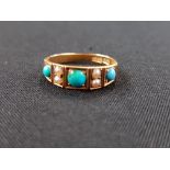 18CT GOLD TURQUOISE AND PEARL RING