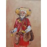 Continental water colour gentleman seller