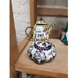 Small Cloisonne Teapot and lidded pot