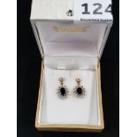 9CT GOLD SAPPHIRE + CZ EARRINGS