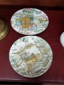 2 signed chinese circular plates