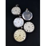 5 SOLID SILVER POCKET WATCHES