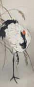 ANTIQUE JAPANESE WOODBLOCK PRINT 'BALANCING CRANE' UNSIGNED, MOST LIKELY KOSON, CIRCA 1920'S