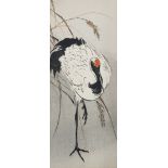 ANTIQUE JAPANESE WOODBLOCK PRINT 'BALANCING CRANE' UNSIGNED, MOST LIKELY KOSON, CIRCA 1920'S