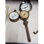 3 Old Pressure Gauges