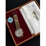 VINTAGE 9 CARAT GOLD LONGINES ADMIRAL WATCH. ALL 9 CARAT GOLD & TOTAL GROSS WEIGHT CIRCA 70 GRAMS