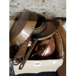 Box lot of copperware