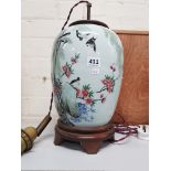 Antique oriental hand painted vase converted to lamp