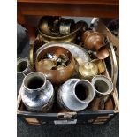 Box lot of metalware