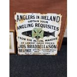 Enamel advertising sign Anglers in Ireland Braddell & Son Belfast