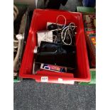 Box lot of mobile phones, chargers, windows tablet + tapes etc