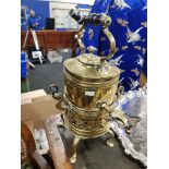 LARGE VICTORIAN BRASS KETTLE ON HEATER/STAND