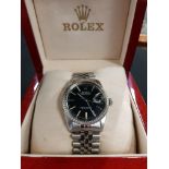 VINTAGE ROLEX OYSTER PEREPTUAL DATEJUST WATCH WITH BLACK DIAL 16030
