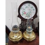 2 BRASS OIL LAMPS