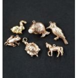 6 X CARAT GOLD ANIMAL CHARMS 16.8 GRAMS