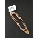 9 CT GOLD BRACELET WTIH LOCK AND GRSDUATED LINK 13.8 GRAMS