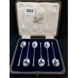 Six art deco spoons in case