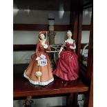 2 Doulton Figures + Hummel Lamp