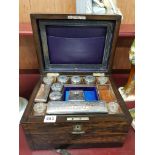 VICTORIAN ROSEWOOD FITTED TRAVELLING CASKET