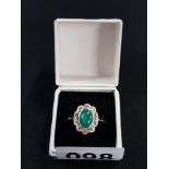 SILVER RING WITH GREEN AGATE