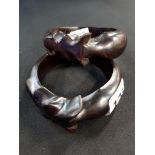 EBONY WOOD CARVED ELEPHANT BANGLES