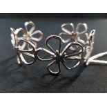 SILVER FLORAL CUFF BANGLE