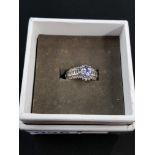 SILVER AMETHYST AND CZ DRESS RING