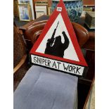 SIGN - SNIPER AT WORK - REPRODUCTION