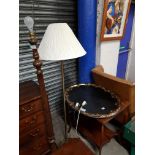 2 STANDARD LAMPS, TRAY AND SIDE TABLE