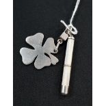 SILVER PROPELLING TOOTH PICK WITH SILVER SHAMROCK CHARM