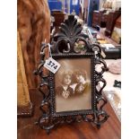 ANTIQUE STYLE CAST IRON PHOTO FRAME WITH EDWARDIAN PHOTO